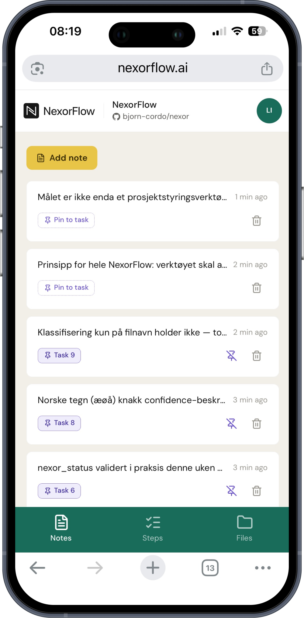 Skjermbilde av NexorFlow